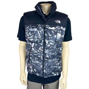 North Face Men's Med Goosed Down Reversible Vest in Black & Shades of Gray Rocks
